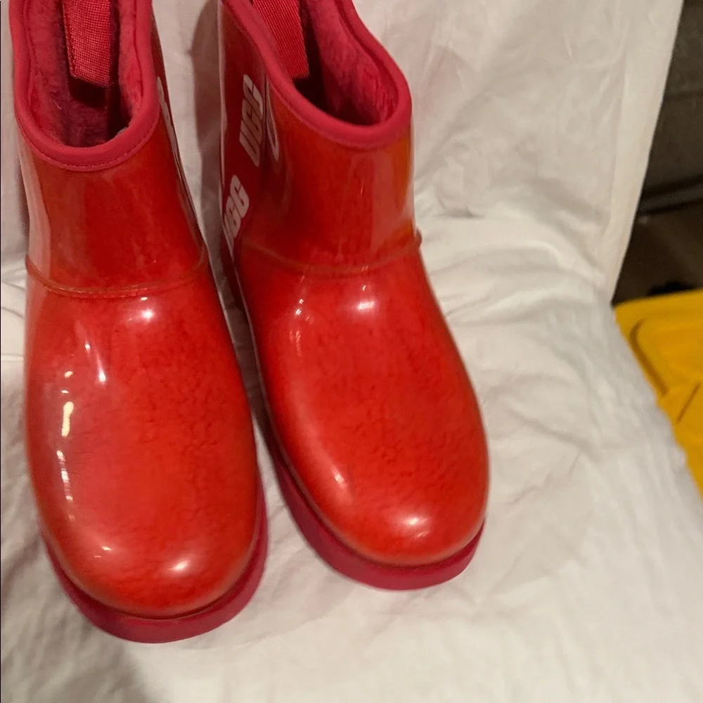 UGG Glossy Red Ankle Boots